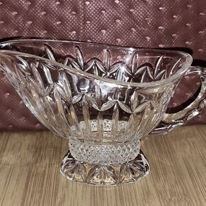 Olympia Clear Cut-Glass Pedestal Gravy Boat By Godinger